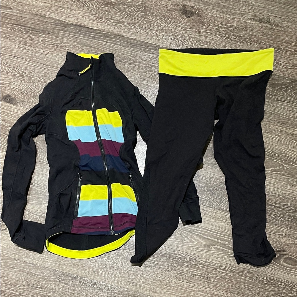 Lululemon Athletica Black and Yellow Activewear Set